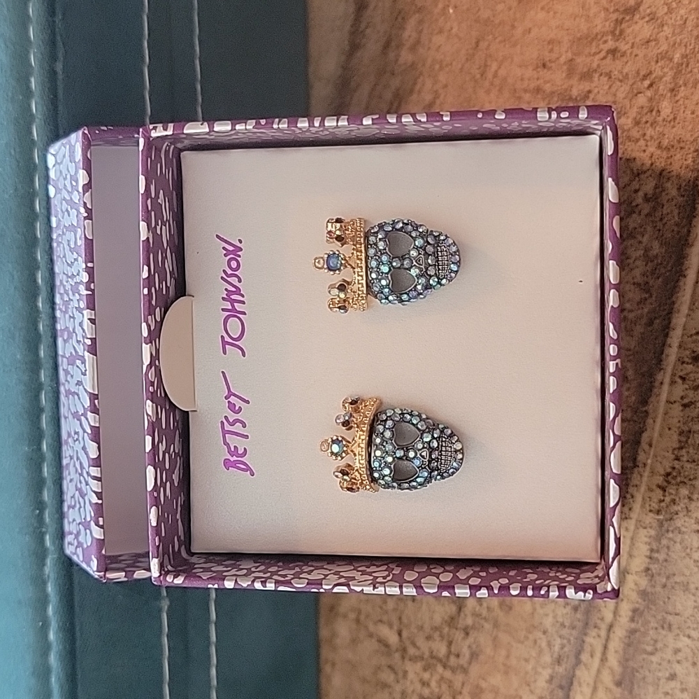 Betsey Johnson Skull and Crown earrings